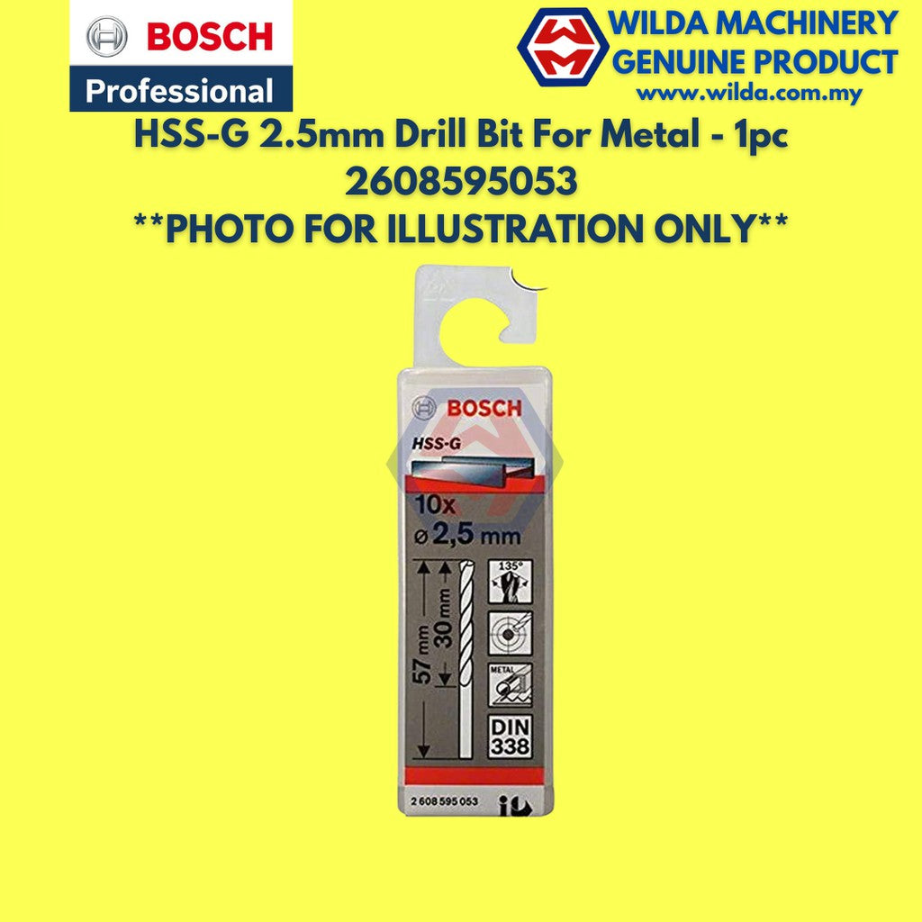 BOSCH HSS-G 2mm - 6mm Metal Drill Bit For Alloyed and Unalloyed Steel / Mata Tebuk Besi | WILDA MACHINERY