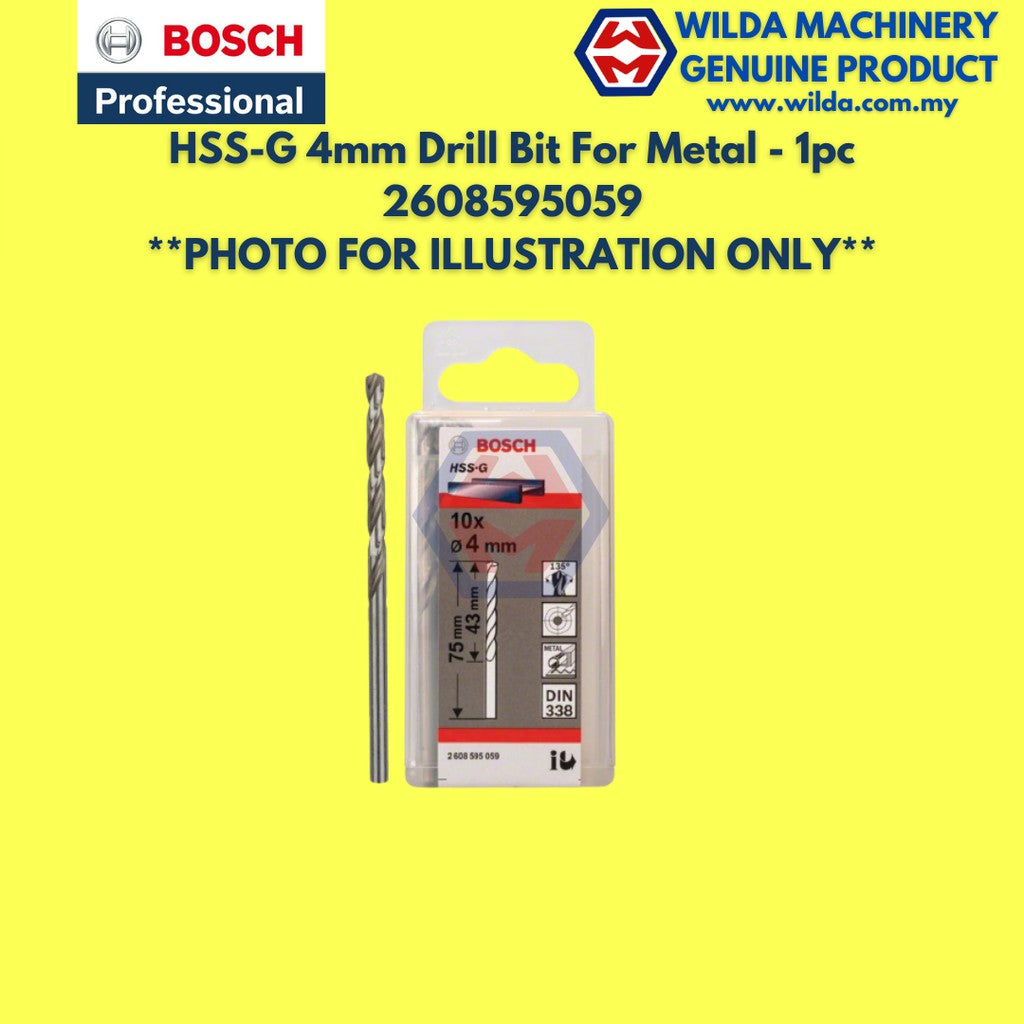BOSCH HSS-G 2mm - 6mm Metal Drill Bit For Alloyed and Unalloyed Steel / Mata Tebuk Besi | WILDA MACHINERY
