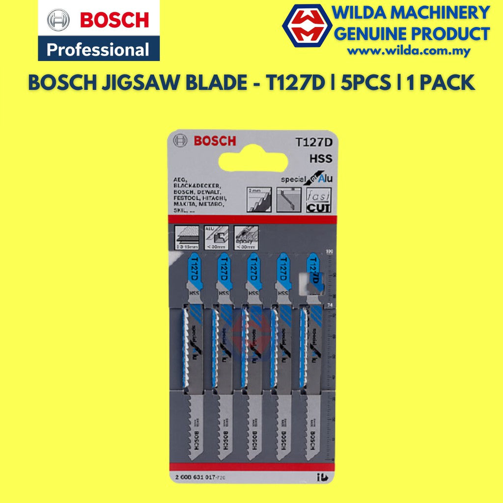 BOSCH JIGSAW BLADE FOR WOOD OR METAL(CARD)~T101AO WOOD,T118A METAL,T118B METAL,T144D WOOD,T244D WOOD,T308B