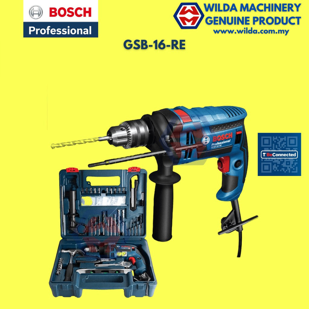 BOSCH GSB16RE IMPACT DRILL 16MM 750W come with 100pcs accessories set | WILDA MACHINERY