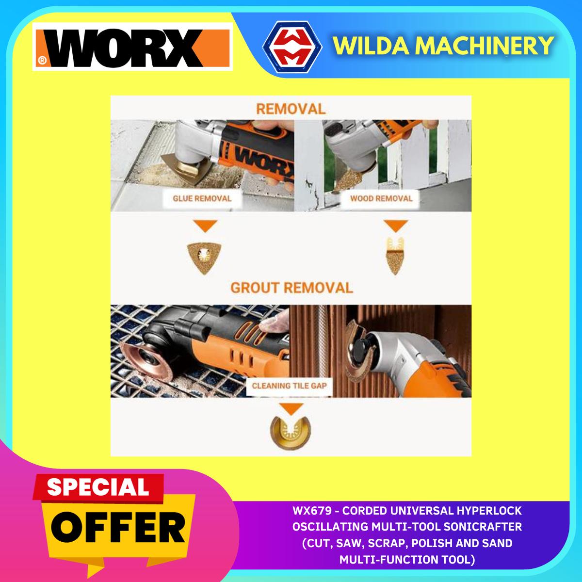 WORX WX679 CORDED UNIVERSAL HYPERLOCK OSCILLATING MULTI-TOOL SONICRAFTER FOR Cut, Saw, Scrap, Polish and Sand Multi-Function Tool