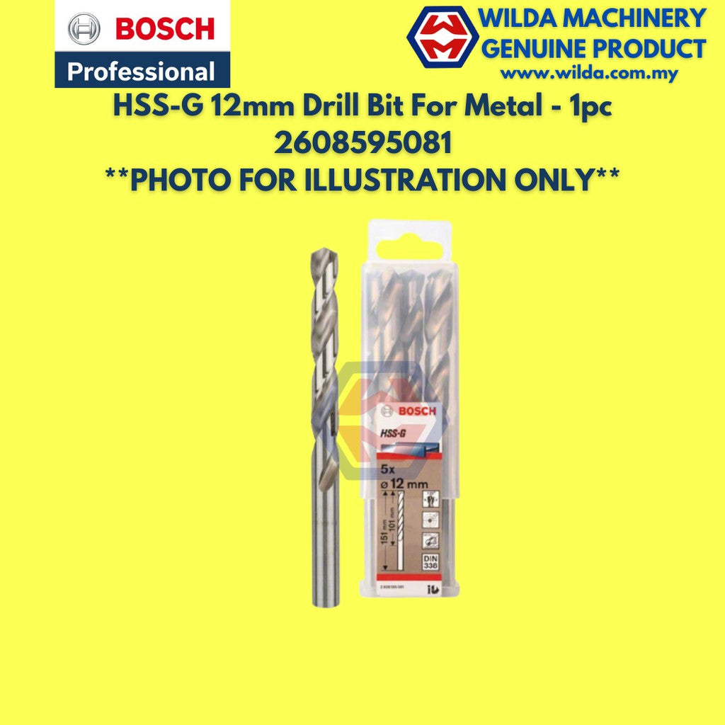 BOSCH HSS-G 6.4mm - 12mm Metal Drill Bit For Alloyed and Unalloyed Steel / Mata Tebuk Besi | WILDA MACHINERY