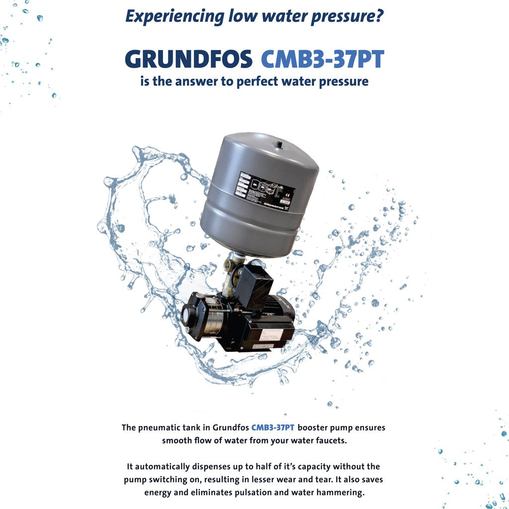 Grundfos CMB3-37 PT Home Water Pressure Booster Pump