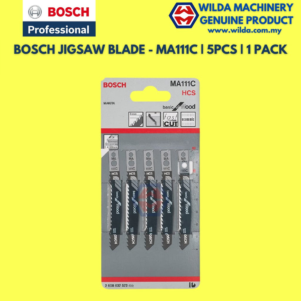 BOSCH JIGSAW BLADE FOR WOOD OR METAL(CARD)~T101AO WOOD,T118A METAL,T118B METAL,T144D WOOD,T244D WOOD,T308B