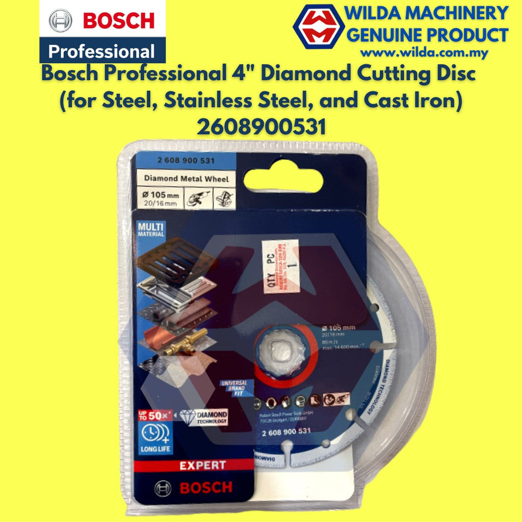 Bosch Professional 4" Diamond Cutting Disc Diamond Metal Wheel (for Steel, Stainless Steel, and Cast Iron) | 2608900531