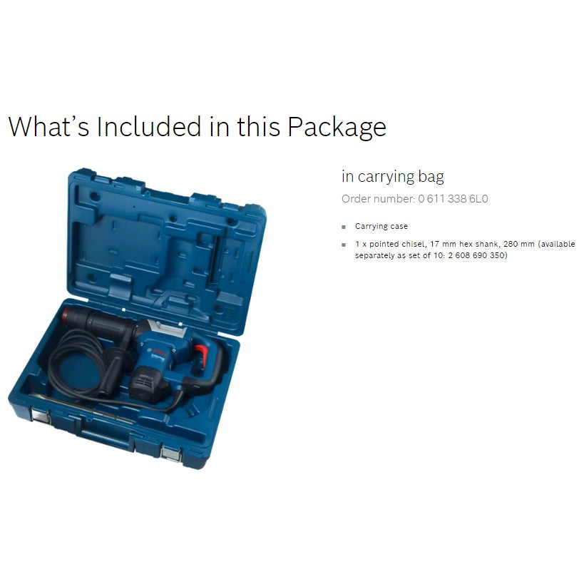 BOSCH GSH 500 Gen II Professional Demolition Hammer Breaker with Hex - 06113386L0 WILDA MACHINERY