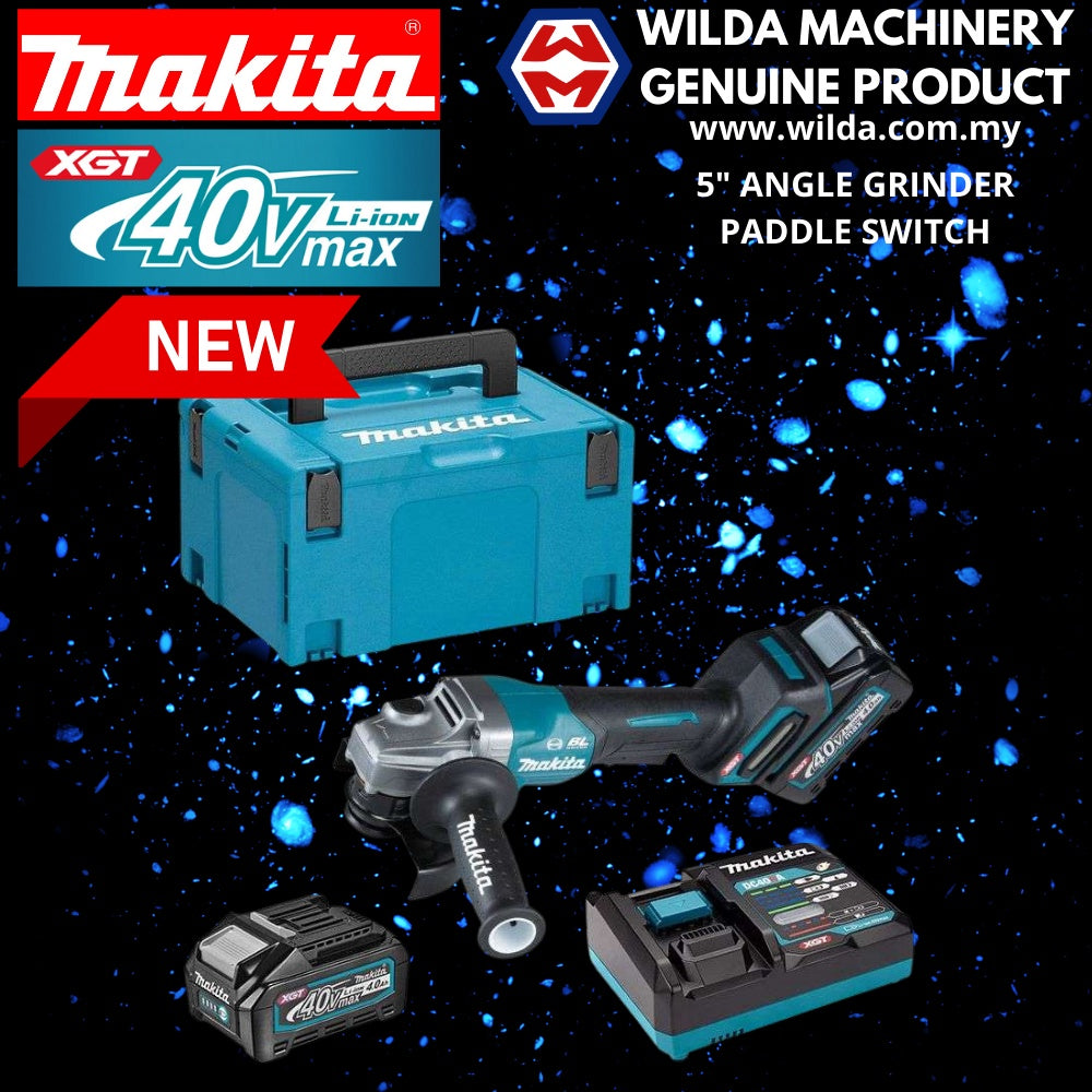 MAKITA GA013GM201 40V 125MM CORDLESS ANGLE GRINDER (C/W 2 x 40V 4.0Ah BATERY & 1 x FAST CHARGER)