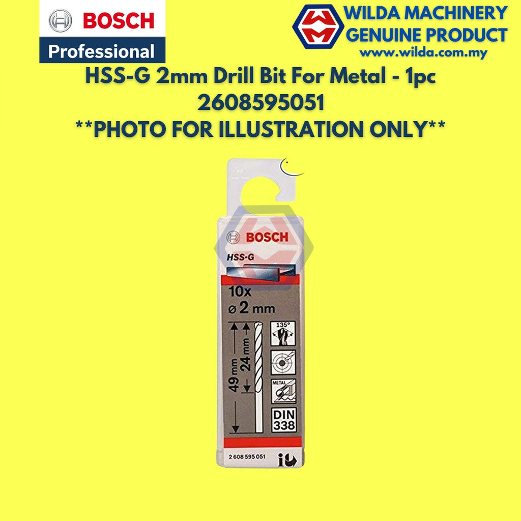 BOSCH HSS-G 2mm - 6mm Metal Drill Bit For Alloyed and Unalloyed Steel / Mata Tebuk Besi | WILDA MACHINERY