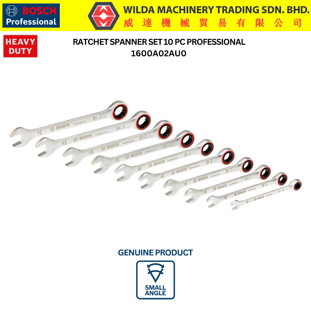BOSCH 10PCS SATIN RATCHET SPANNER SET | BOSCH 10PCS SATIN RATCHET SPANNER SET | WILDA MACHINERY