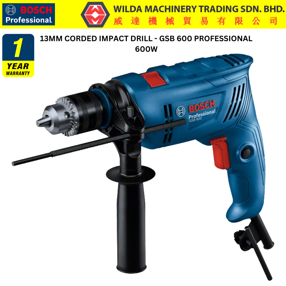 BOSCH 13mm 600Watt Powerful Impact Drill GSB600 – Wilda Machinery