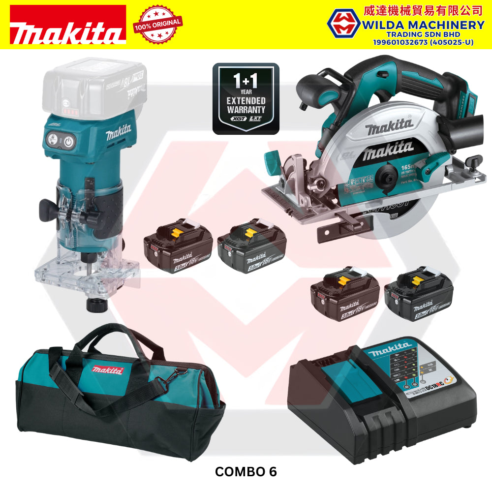 MAKITA 18V CORDLESS COMBO SET - 4" ANGLE GRINDER (DGA404Z) + 24MM ROTARY HAMMER (DHR242Z) + IMPACT DRILL (DHP482Z)