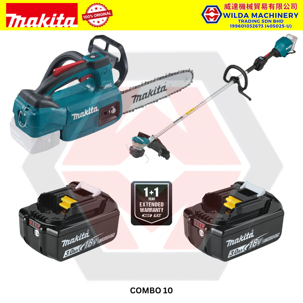 MAKITA 18V CORDLESS COMBO SET - 4" ANGLE GRINDER (DGA404Z) + 24MM ROTARY HAMMER (DHR242Z) + IMPACT DRILL (DHP482Z)