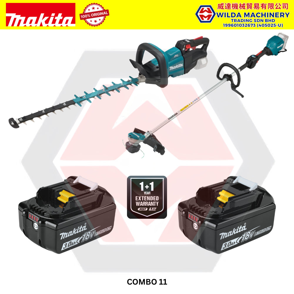 MAKITA 18V CORDLESS COMBO SET - 4" ANGLE GRINDER (DGA404Z) + 24MM ROTARY HAMMER (DHR242Z) + IMPACT DRILL (DHP482Z)