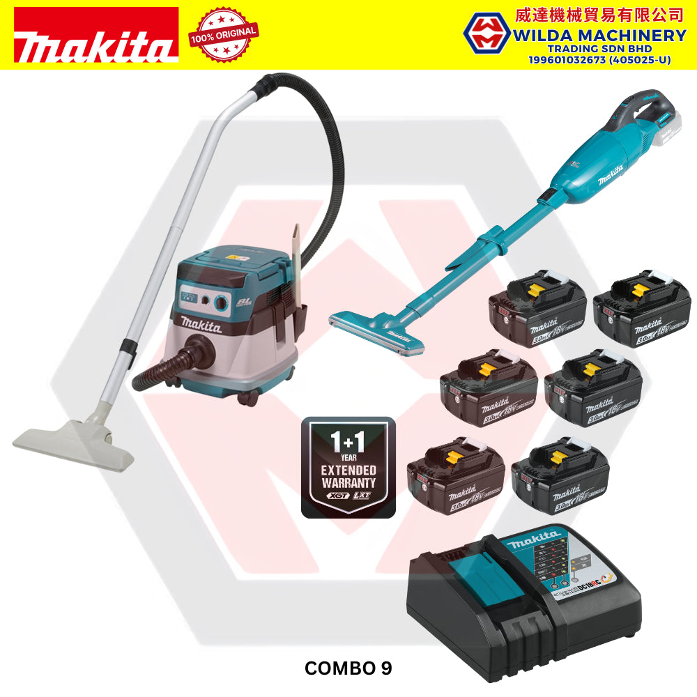 MAKITA 18V CORDLESS COMBO SET - 4" ANGLE GRINDER (DGA404Z) + 24MM ROTARY HAMMER (DHR242Z) + IMPACT DRILL (DHP482Z)