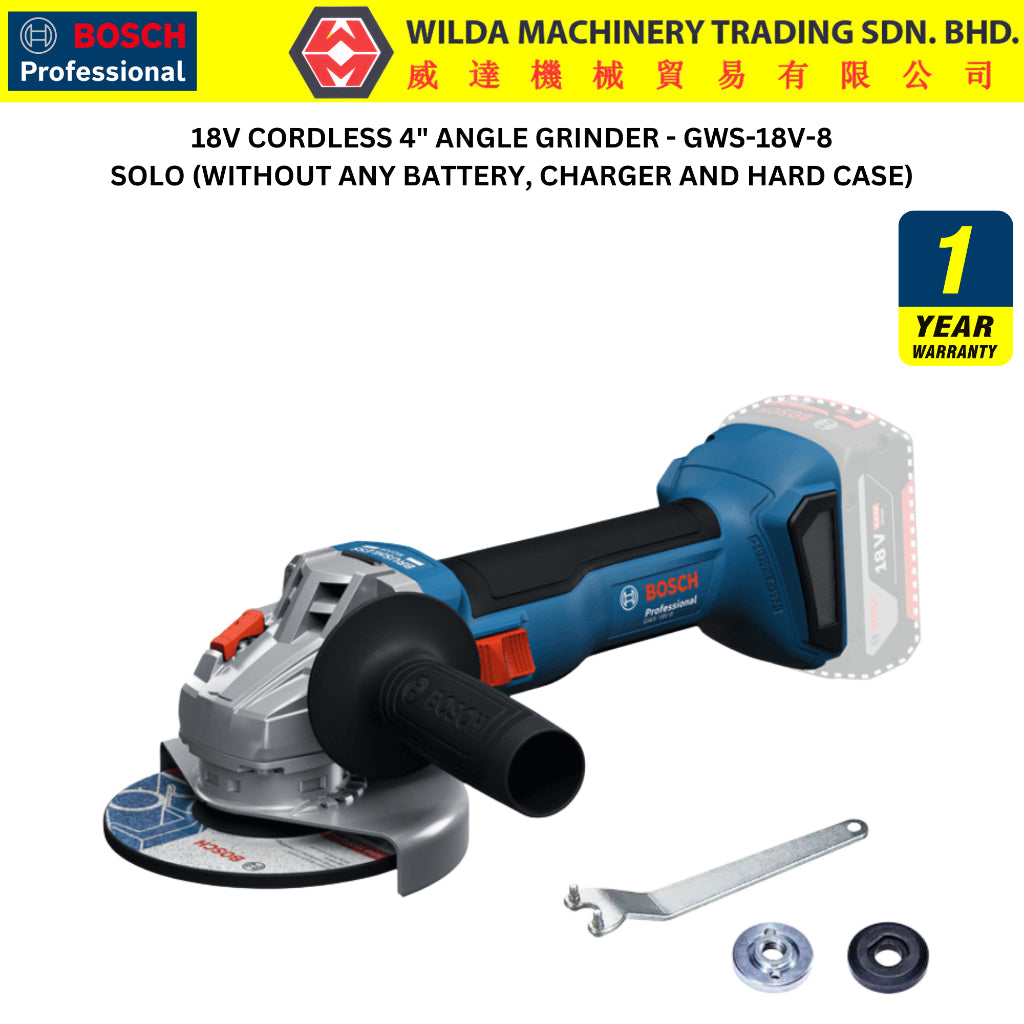 Bosch 18V Cordless 4" Angle Grinder GWS18V-8 Professional GWS 18V-8