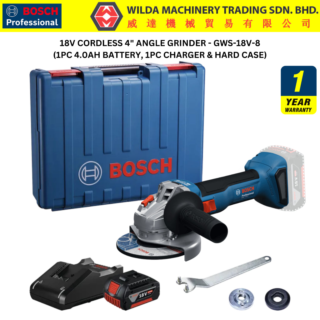 Bosch 18V Cordless 4" Angle Grinder GWS18V-8 Professional GWS 18V-8