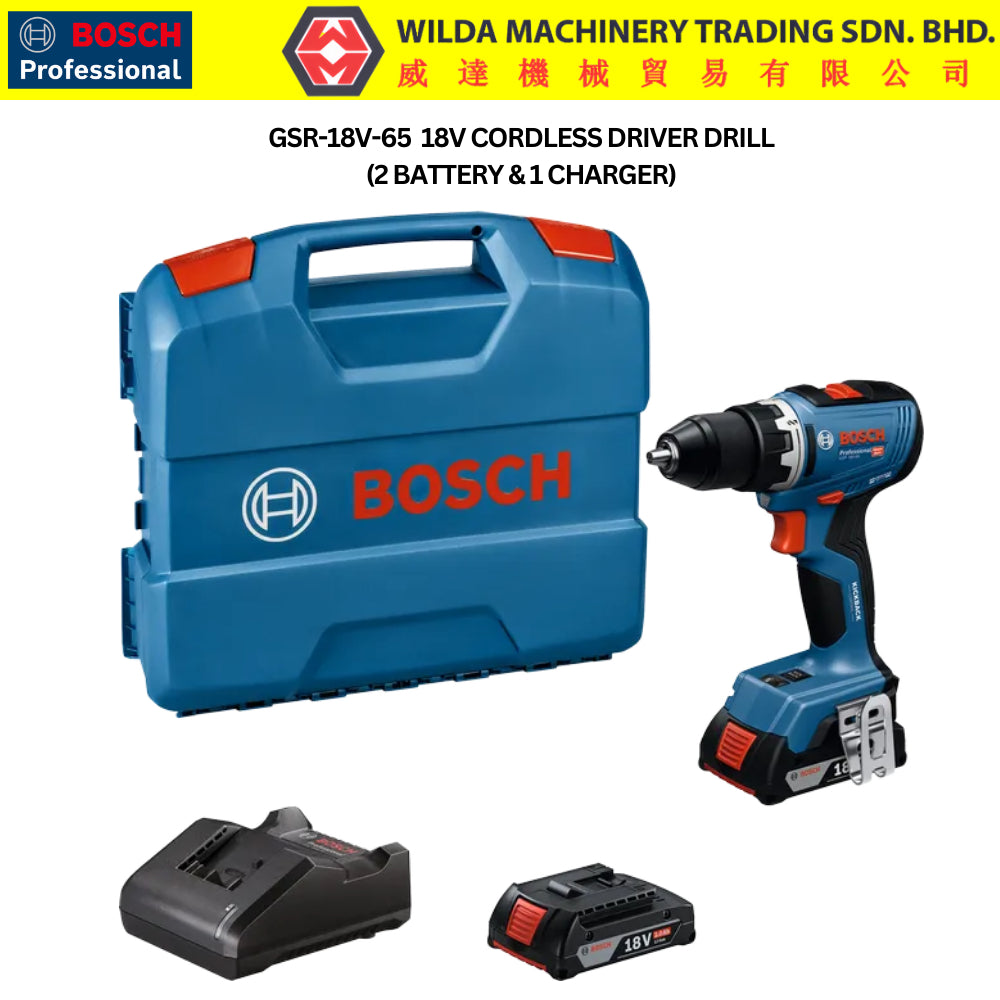 BOSCH 18V GSR 18V-65 Brushless Cordless Driver Drill / GSB 18V-65 Brushless Cordless Impact Driver Drill