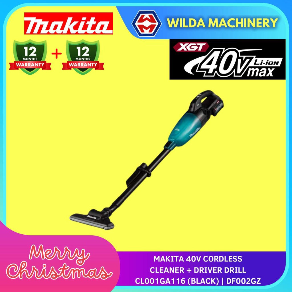 MAKITA 40V 無線吸塵器/吸塵器 + 電鑽 CL001GA116(黑色)| DF002GZ