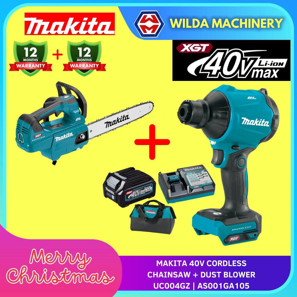 MAKITA 40V CORDLESS CHAINSAW + DUST BLOWER UC004GZ | AS001GA105