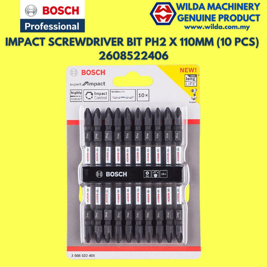 Bosch 2608522406 10p PH2-110mm + Impact Bosch Magnetised Screwdriver Bit