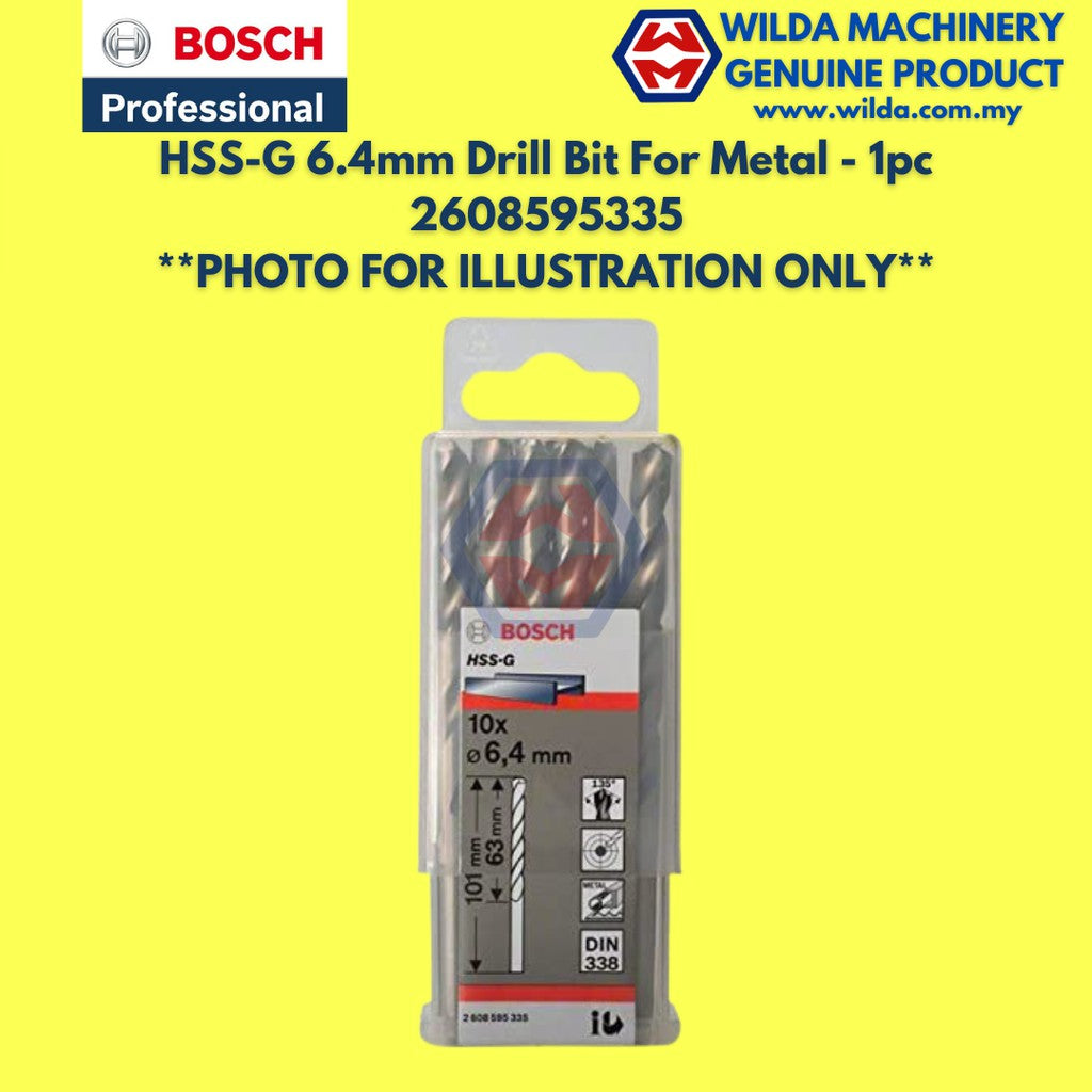 BOSCH HSS-G 6.4mm - 12mm Metal Drill Bit For Alloyed and Unalloyed Steel / Mata Tebuk Besi | WILDA MACHINERY