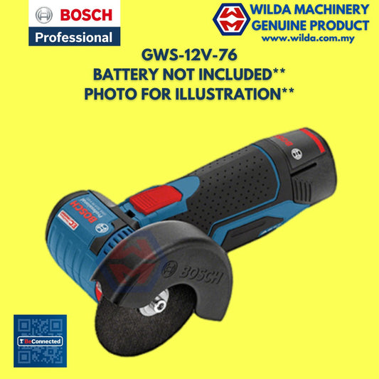 Bosch GWS 12V-76 V-EC Professional SOLO BATTERY SET Cordless Angle Grinder | WILDA MACHINERY