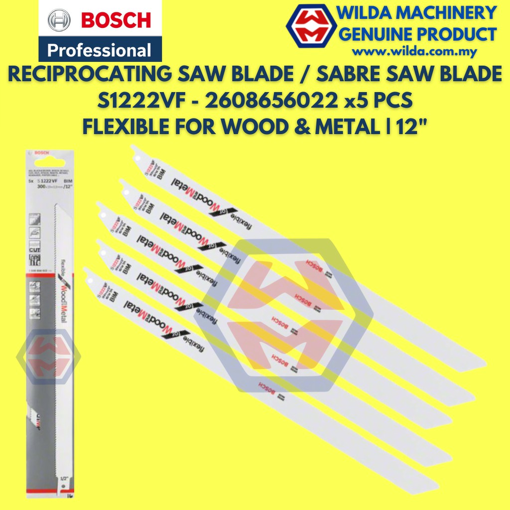 Bosch Sabre Saw Blade S1222VF For Metal 5pcs 2608656022 | WILDA MACHINERY