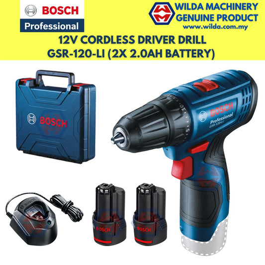 Bosch GSR120-LI GEN II Cordless Drill/Driver SOLO or Battery Charger Set WILDA MACHINERY