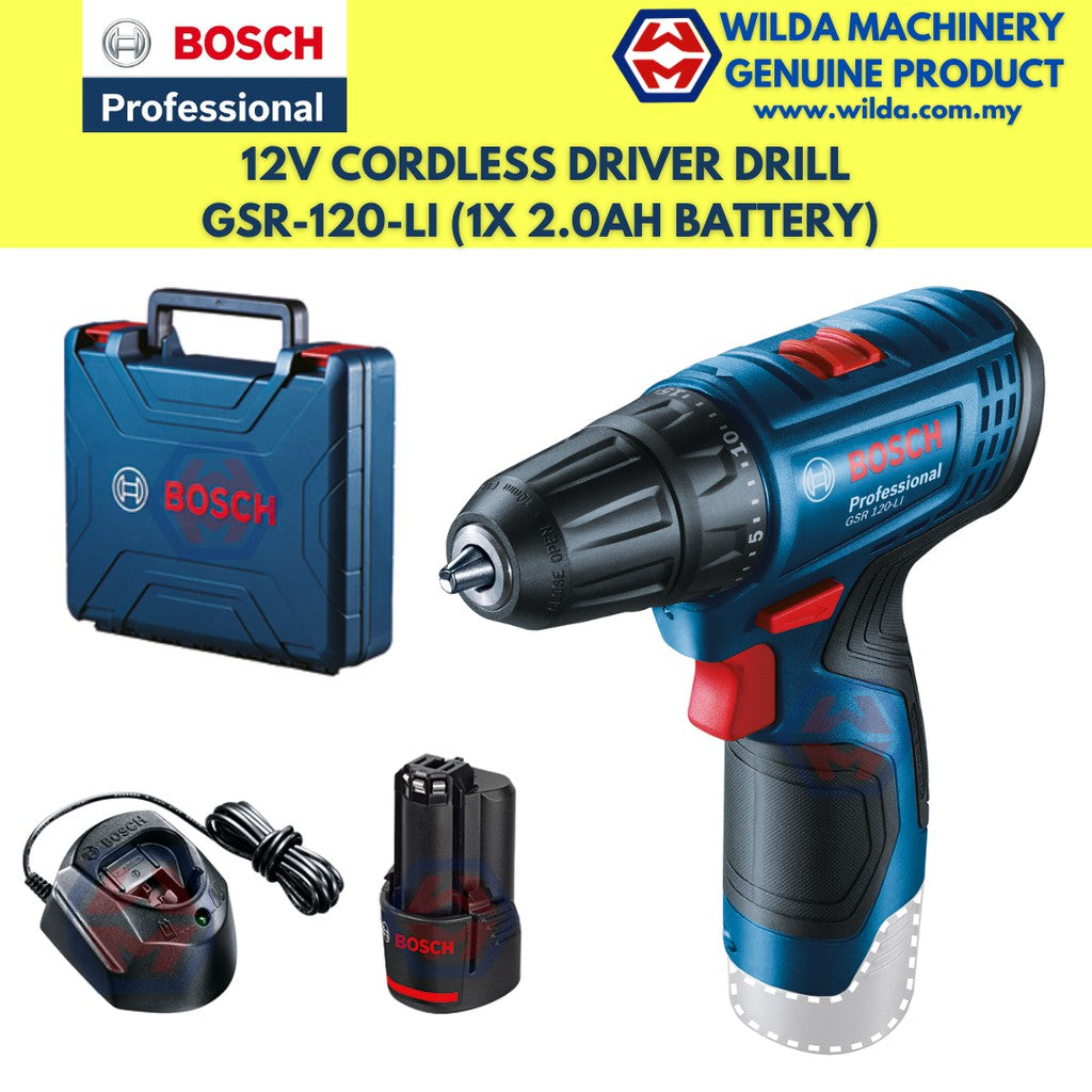 Bosch GSR120-LI GEN II Cordless Drill/Driver SOLO or Battery Charger Set WILDA MACHINERY