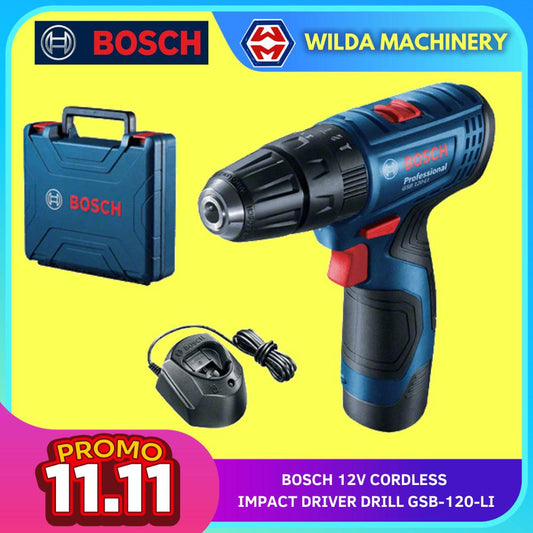 Bosch GSB120-LI GEN II Cordless Drill/Driver SOLO or Battery Charger Set WILDA MACHINERY