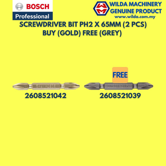 BOSCH Double Ended Screwdriver Bits 1PC 2608521039 & 1PC 2608521042 PH2-65mm | Wilda Machinery