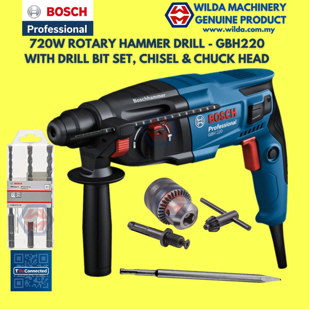 Bosch GBH220 Rotary Hammer Professional With SDS Plus WILDA MACHINERY