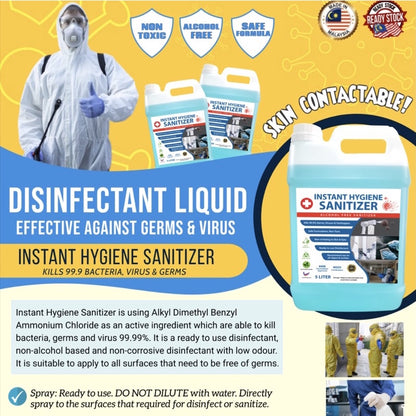 【PENJUAL TEMPATAN🇲🇾】ULTRA EJAU SANITIZER INSTANT HYGIENE SANITIZER NO ALCOHOL -5L