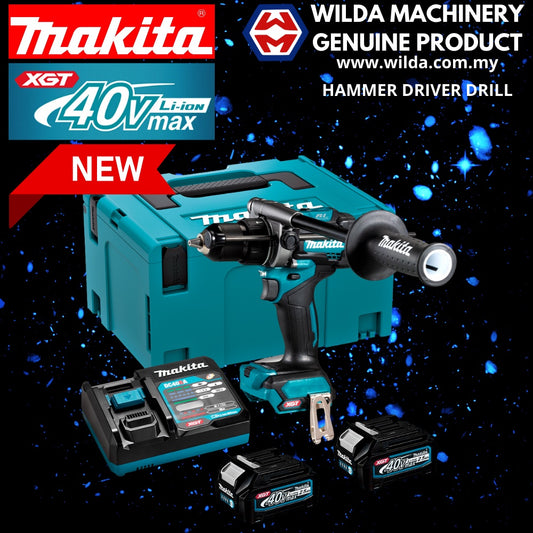 MAKITA HP001GD201 40V CORDLESS BRUSHLESS HAMMER DRIVER DRILL C/W 2X 2.5AH BATTERY & 1X FAST CHARGER