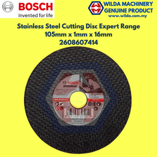 BOSCH 1pc Stainless Steel Cutting Disc Expert Range (105mm x 1mm x 16mm) - 2608607414 WILDA MACHINERY