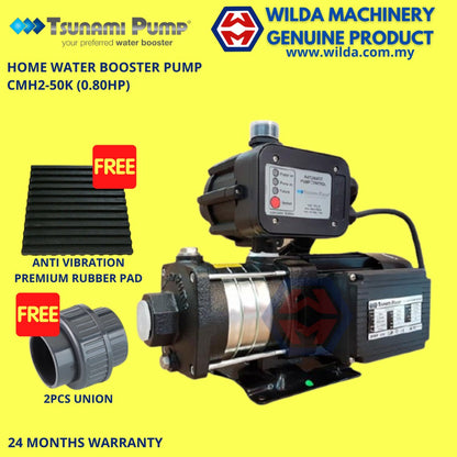 Tsunami CMH2-50K Horizontal Multi-Stage Water Pump Home Pump (Free Rubber Pad) WILDA MACHINERY