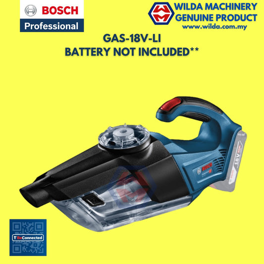 BOSCH GAS 18V-1 Cordless Vacuum / Vaccum Cleaner (Solo) 0 601 9C6 2LO | WILDA MACHINERY