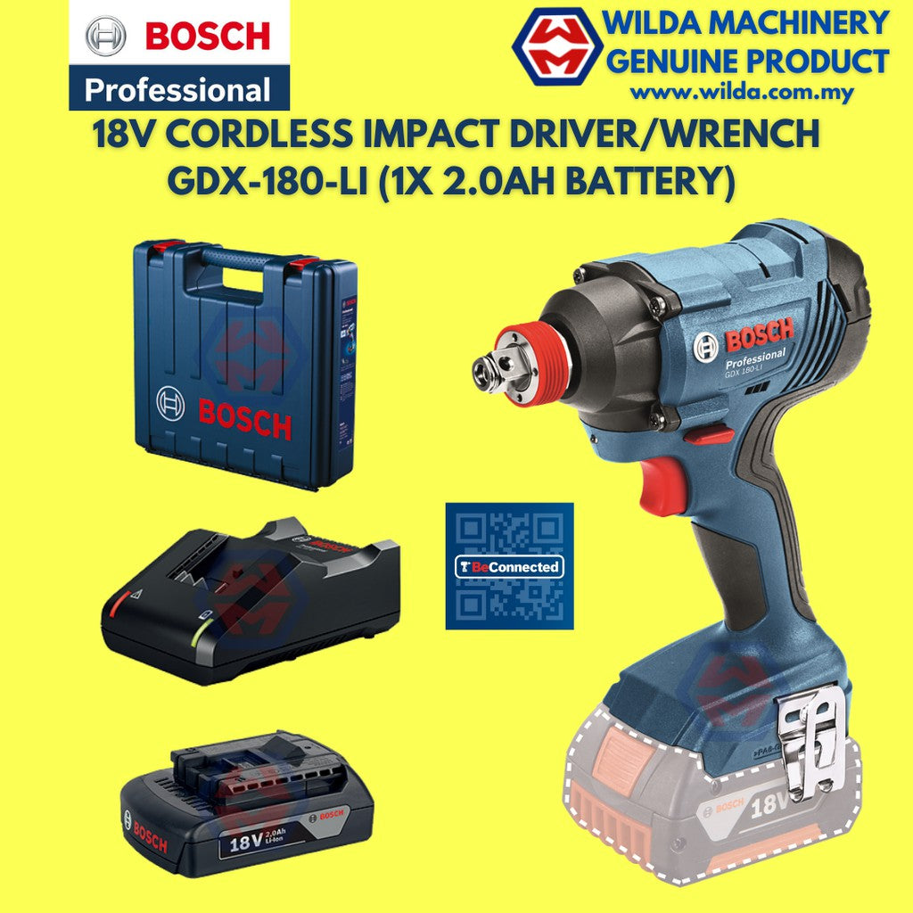 Bosch GDX-180-LI Pemacu Kesan Tanpa Kord/Sepana FOC 10 PCS PH2 SCREW BIT | Jentera Wilda