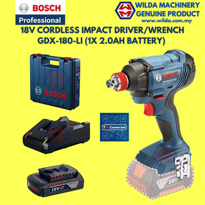 Bosch GDX-180-LI Pemacu Kesan Tanpa Kord/Sepana FOC 10 PCS PH2 SCREW BIT | Jentera Wilda