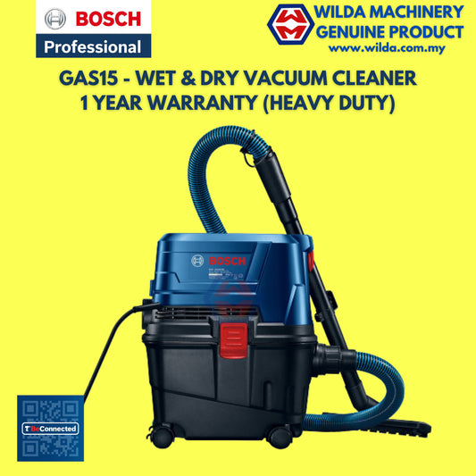 Bosch GAS15 Wet/Dry Vacuum Cleaner/Extractor Professional | WILDA MACHINERY