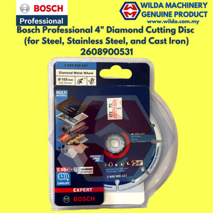 Bosch Professional 4" Diamond Cutting Disc Diamond Metal Wheel (for Steel, Stainless Steel, and Cast Iron) | 2608900531