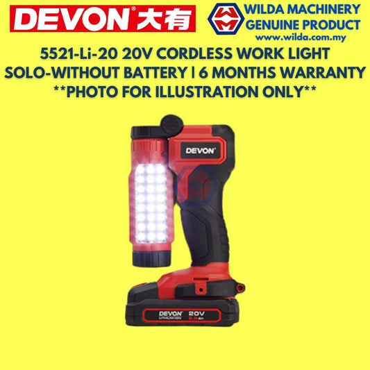 DEVON 5521-Li-20 20V CORDLESS WORK LIGHT SOLO-TANPA BATERI | WARANTI 6 BULAN **GAMBAR UNTUK ILUSTRASI SAHAJA**