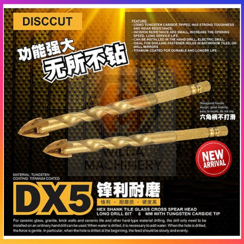 DISCCUT 1 PC 6mm Mata Gerudi Serbaguna DX5 | Mata Gerudi Tungsten Carbide WILDA MACHINERY