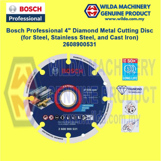 Bosch Professional 4" Diamond Cutting Disc Diamond Metal Wheel (for Steel, Stainless Steel, and Cast Iron) | 2608900531