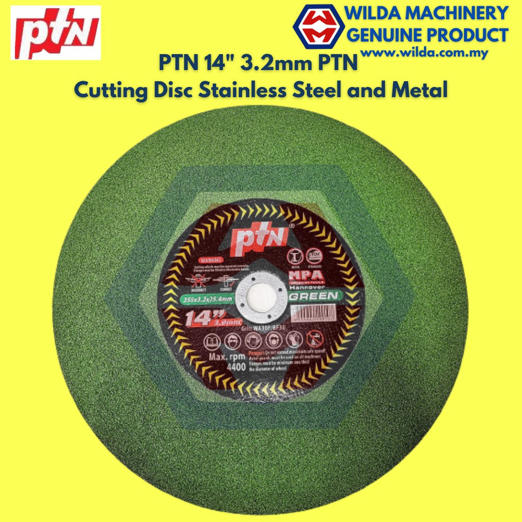 PTN 14" 3.2mm PTN Cutting Disc Stainless Steel and Metal | WILDA MACHINERY