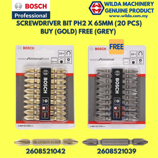 BOSCH Double Ended Screwdriver Bits 10PCS 2608521039 & 10PCS 2608521042 PH2-65mm | Wilda Machinery