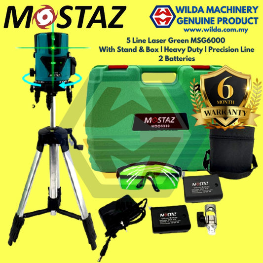 Mostaz 5 Line Laser Green MSG6000 | With Stand & Box | Heavy Duty | Precision Line
