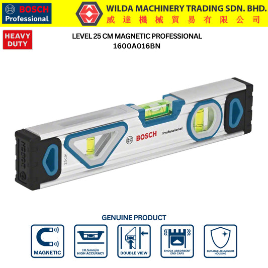 BOSCH Level Magnetic Professional | 25CM | 60CM | 120CM | 1600A016BN | 1600A016BP | 1600A016BR | WILDA MACHINERY