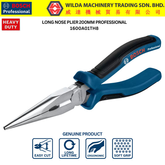 BOSCH 200mm long nose plier | 1600A01TH8 | WILDA MACHINERY