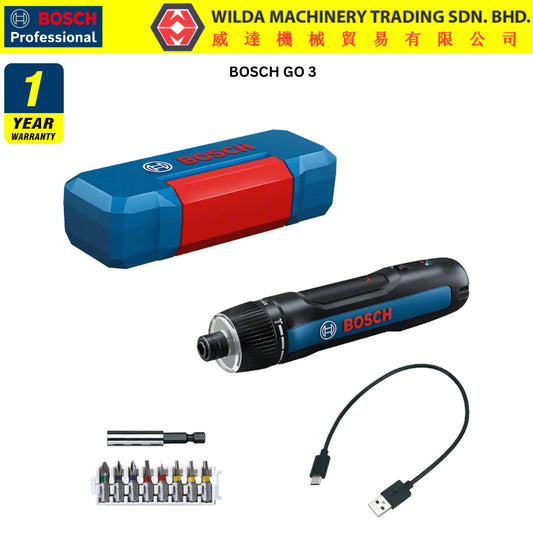 BOSCH GO 3 CORDLESS SCREWDRIVER 3.6V GO3 / Cordless Screw Driver Bateri / Pemutar charge elektrik Smart Screwdriver